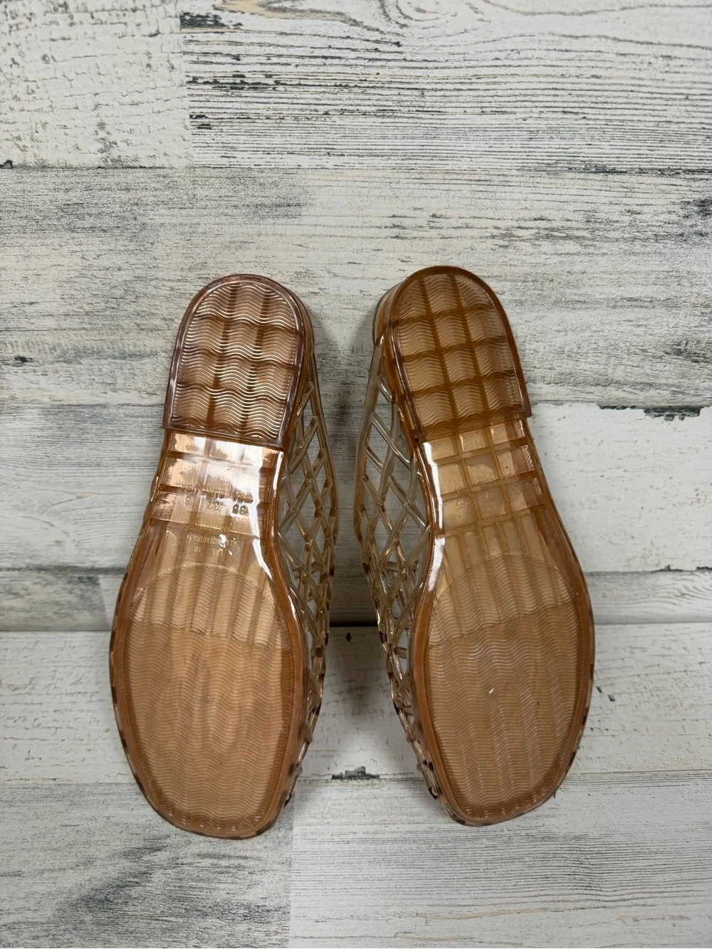 Caroline Constas Tan Woven Jelly Slide Mules